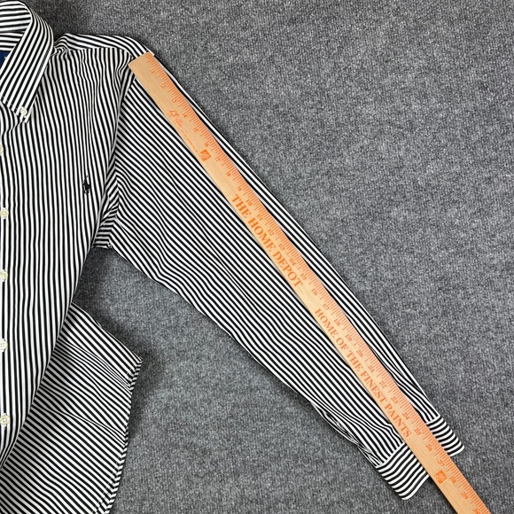 Polo Ralph Lauren Shirt Mens XL Black White Pinstripe Long Sleeve Button Pony - Picture 11 of 12